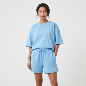 New Fashion Women's Solid-Color Casual Wear Short Sleeve T-Shirt & Short <b>Set</b> Customized OEM and ODM Serviced Women <b>Twin</b> <b>Set</b> - Product Image 1