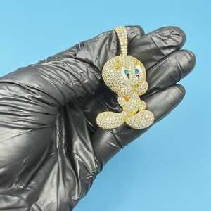 จี้รูปนกทวีตตี้แบบ Iced Out เงินแท้ 925 ชุบทอง ประดับเพชรโมอิสซาไนต์ สไตล์ฮิปฮอป ดีไซน์โดดเด่น จี้การ์ตูนนกทวีตี้ เหมาะสำหรับเป็นของขวัญ - Product Image 5