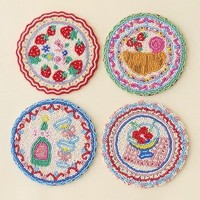 Ensemble de dessous-de-verre contemporains en perles de verre écologiques, faits main sur mesure, pour tables à manger et tables basses, tapis de protection brodés