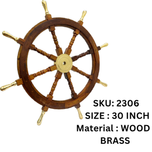 Wooden Ship Wheel <b>Wall</b> Decor Nautical Steering Wheel Model Polished <b>Round</b> <b>Wall</b> Hanging 4 Inch Home Office Decor - Product Image 6