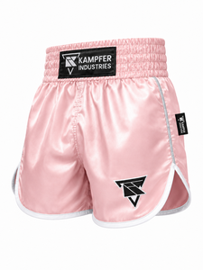 Nouveau short de boxe 2026 en satin rose à séchage rapide, unisexe, pour adultes, vêtement d'arts martiaux avec logo avant et taille élastique - Product Image 3