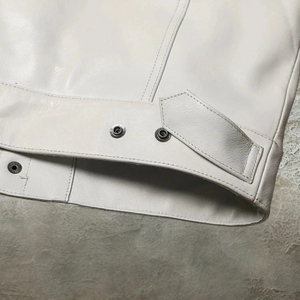 Gilet moto en cuir PU blanc pour homme, col mandarin, poches, vêtements d'extérieur d'automne, gilet de motard de haute qualité - Product Image 4