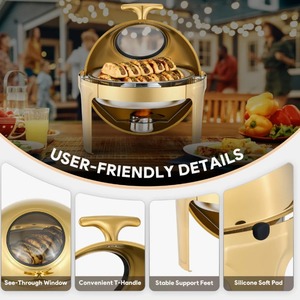 ชุดอุ่นอาหารบุฟเฟ่ต์สแตนเลสทรงกลมขนาด 6.3 ควอร์ต พร้อมฝาปิดแบบม้วน สำหรับงานจัดเลี้ยงและงานปาร์ตี้ ในราคาที่ดีที่สุด - Product Image 6