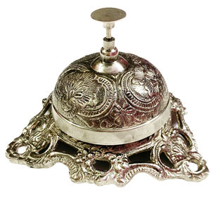 Campana de mano navideña chapada en plata para decoración navideña y decoración de mesa de Hotel, campana de mano de comida usada única - Product Image 2