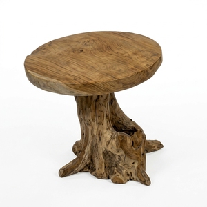 Mesa Auxiliar Moderna Minimalista de Raíz de Ratán, Mesa de Centro Rústica con Borde Natural para Villa, Hotel, Patio, Sala de Estar - Product Image 1