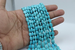 Perles ovales lisses en turquoise naturelle d'Arizona, taille 5x7-6x8 mm, 13 pouces, turquoise bleue, pour la fabrication de bijoux, vente en gros - Product Image 4