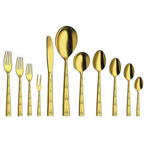 Couteaux à dîner en acier inoxydable avec PVD or et laser Lotus Plain Cutlery Ustensile de cuisine à revêtement de qualité supérieure - Product Image 1