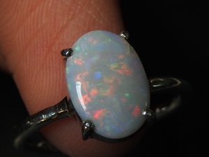 Solid Australian <b>Opal</b> <b>Ring</b>-Multi Fire 925 Sterling <b>Silver</b>-October Birthstone-Prong Setting-Certified-Classic Style-7.5 US - Product Image 2