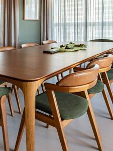 Juego de Comedor Moderno de Teca con Sillas Tapizadas, Muebles Contemporáneos de Lujo para Interiores de Villas y Hoteles - Product Image 2