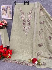 Dhwaja Export Faux Georgette Embroidered Semi Stitched Salwar Suit - Product Image 6