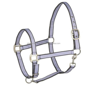 Licou en nylon à rayures personnalisé prix de gros produits de selle de course de chevaux équestres cheval licou en nylon - Product Image 1
