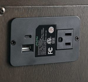 Buffet bas moderne en bois de mahogany massif avec prise électrique intégrée, meuble de rangement contemporain et minimaliste pour salon - Product Image 5