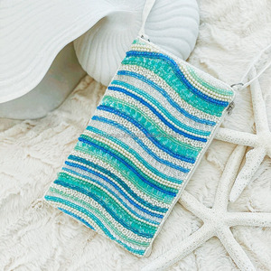 Sac bandoulière perlé fait main motif vague, petite pochette à l'épaule, écologique et imperméable pour femme, idéal plage, été, cadeau - Product Image 1