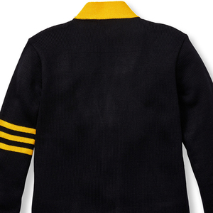 Women's Black Yellow Color Blocking Cardigan Button Front Full Sleeve Casual Knitted Sweater Autumn Wear - Product Image 2