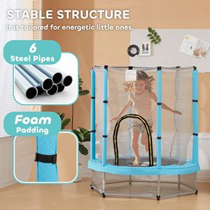 Trampolino per Bambini da 4,6 Piedi con Motivo Delfino Azzurro e Rete di Sicurezza, per Uso Interno ed Esterno - Product Image 4