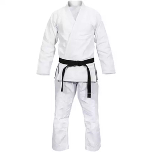 Uniforme de Karate Blanco con Cinturón Negro, Unisex para Adultos, 100% Algodón Transpirable, Ropa de Artes Marciales, Corte Regular - Product Image 1
