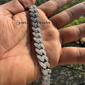 Bracelet chaîne à maillons glacés en argent 925 plaqué or, moissanite VVS, style hip-hop cubain, 13 mm, haute qualité, pour tiers - Product Image 1