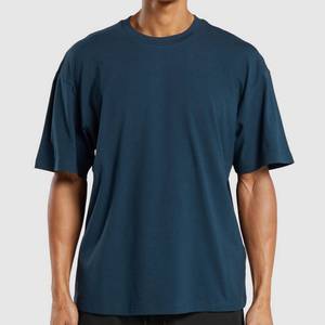 เสื้อยืดคอตตอนคุณภาพสูงทรงโอเวอร์ไซส์ ไหล่ตก สั่งทำได้ คอกลม 100% เนื้อผ้าหนา ทรงหลวม สไตล์สตรีทแวร์ โลโก้ด้านหน้า แบบเรียบ - Product Image 1