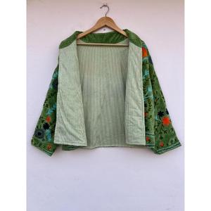 Bohemian Velvet Suzani Embroidered Hand-painted Cotton <b>Jacket</b> Uzbek Spring Autumn Winter Ethnic Outerwear <b>Women's</b> Reversible - Product Image 5