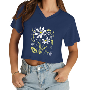Camiseta Corta de Manga Corta para Mujer, Diseño Estético, Transpirable, Absorbe la Humedad, Ajuste Holgado, Elástica, Top de Verano, Camiseta Moderna - Product Image 1