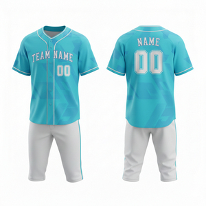 Ensemble d'uniformes de baseball personnalisés, maillot à manches courtes et pantalon imprimés par transfert thermique, polyester respirant, vêtements d'entraînement et de match pour équipe - Product Image 4