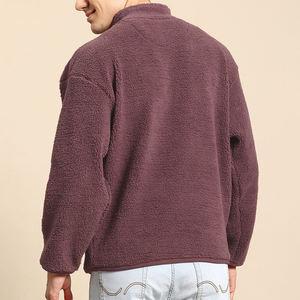 Men Fleece Pullover 1/4 Zip Sherpa Sweatshirt Solid Color Anti-Pilling Winter Wear - Product Image 4