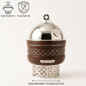 Olla térmica moderna White Royals con aislamiento, calentador de alimentos, cacerola, base recortable con textura de madera, Ramadán, Oriente Medio - Product Image 4