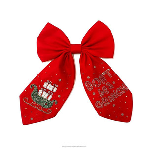 Pinza de pelo de árbol de Navidad con cuentas de satén hecha a mano, lazo Multicolor, accesorio de vacaciones para niños, elementos rectangulares, accesorio para fiesta de boda - Product Image 4