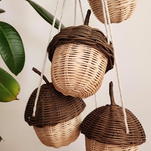 Mini acorn shaped kids <b>purse</b> hazel nut shape rattan <b>small</b> <b>purses</b> for children babies best price - Product Image 2