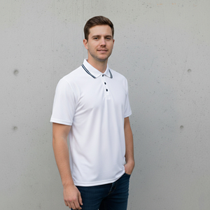 Nouveau Polo Homme 2026 Blanc à Manches Courtes en Coton Piqué Couleur Unie Décontracté Respirant Design Tricoté Coupe Classique - Product Image 4