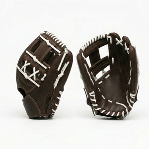 Gant de baseball en cuir H-Web pour droitier, doigts entièrement couverts, pour adulte, toutes saisons, antidérapant, fermeture à enfiler, fermeture auto-agrippante - Product Image 4