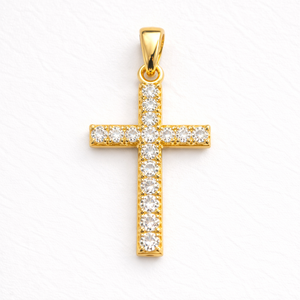 Bijoux souvenirs chrétiens personnalisés, cadeaux religieux, croix en argent sterling 925 sertie de pierres. - Product Image 5