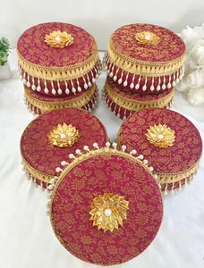 Handmade Brocade Silk Laddu <b>Box</b> Stainless Steel Mithai <b>Box</b> Wedding Return Gift Shagun <b>Box</b> Decorative <b>Sweet</b> Container 250g 500g - Product Image 5