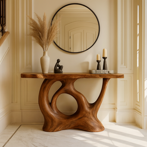 Mesa de Madera Maciza Natural Hecha a Mano, Diseño de Consola Vintage Único, Minimalista y de Lujo para la Entrada de un Hotel o Decoración de una Casa Nueva - Product Image 4