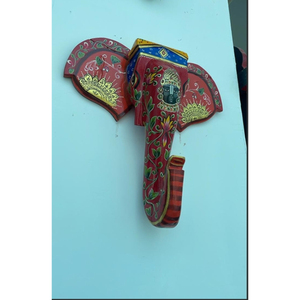 Handcrafted Wooden <b>Elephant</b> Head Art Deco Wall Sculpture (Vertical Design Traditional Indian Art)-Wedding Birthday Diwali - Product Image 3
