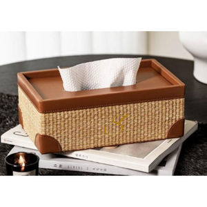 Caja de pañuelos decorativa de ratán para decoración del hogar - Product Image 1