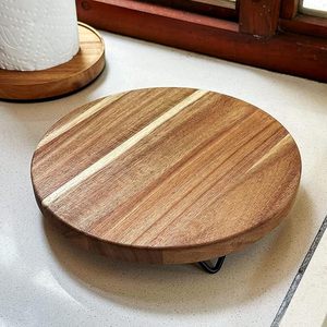 Base Redonda Rústica de Madera con Patas Metálicas, Estilo Rústico, para Decoración del Hogar y Cocina - Product Image 2
