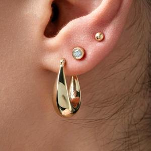 Pendientes de Aro Gruesos en Forma de Lágrima de Oro de 14K, Joyería Elegante y Atrevida para Uso Diario, Regalo para Mujer, 9K, 10K, 14K, 18K - Product Image 3