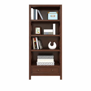 Mission Style Teak <b>Wood</b> Bookshelf with X Shaped Side Brace Panel - Product Image 2