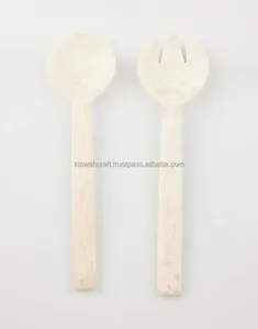 Juego de Servidores de Ensalada de Resina Ecológica de Estilo Clásico, Color Marfil, Aptos para Lavavajillas, Utensilios para Ensalada para Uso Doméstico y en Restaurantes - Product Image 1