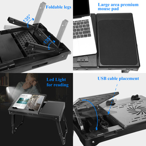 1Pc pieghevole tavolo portatile Notebook scrivania LED 4 porte USB colazione vassoio di stoccaggio scanalatura di stoccaggio casa uso ufficio raffreddamento - Product Image 5
