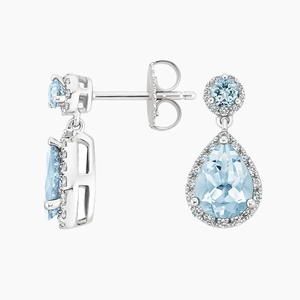 TAURUS JEWELS Boucles d'oreilles en or jaune pour femme avec diamant taille poire et halo de diamants, style luxueux, 1 carat, bijoux de mariage - Product Image 1