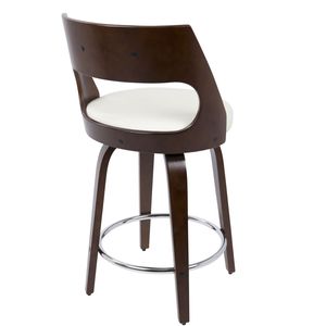 Set di 2 Sgabelli da Bancone Cecina, Design Girevole Stile Mid-Century Moderno in Ciliegio e Ecopelle Bianca per Arredamento Bar - Product Image 4