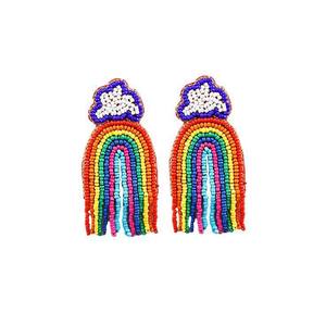 Boucles d'oreilles artisanales à motif de patte perlée, bijoux fantaisie sur le thème animalier, confectionnées avec du fil de coton, broderie au point de croix et travail d'aiguille - Product Image 2
