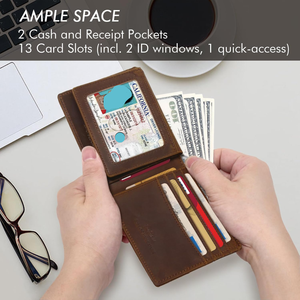 Portefeuille Homme Rétro en Cuir Véritable et Coton Façon Crocodile, Pliant, Court, Fait Main, Multi-cartes, Idéal pour Affaires et Réunions Quotidiennes - Product Image 3