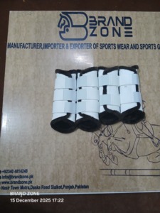 BRAND ZONE Patent Leather & 8MM Neoprean Horse Tendon Brushing Boots with Faux Fur Lining Private Label <b>Equestrian</b> equipments - Product Image 5