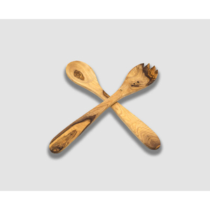 Handcrafted Olive Wood Salad Server Set Of 2 Wooden <b>Serving</b> <b>Spoons</b> And Fork Kitchen Utensils For Home & Restaurant In Low Price - Product Image 2