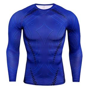 Camiseta Deportiva Casual de Manga Larga para Hombre, Alta Elasticidad, Antidesgarro, Transpirable, de Secado Rápido, Cuello en V, Tela Satinada Estampada - Product Image 3