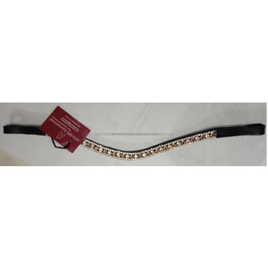 Bandas de cuero de cristal de tres filas de la mejor calidad en rojo ostentoso para caballos - Product Image 4