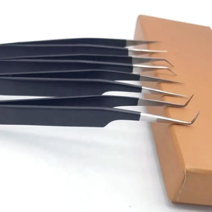 Pinzas de Acero Inoxidable para Extensión de Pestañas, Etiqueta Personalizada, Herramientas de Belleza al por Mayor con Puntas de Volumen y Fibra en Venta - Product Image 2